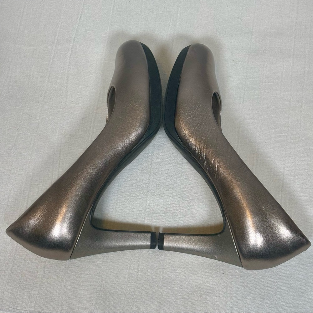 Clarks Ambyr Joy High-Heeled Comfort Leather Pumps Shoes-Gold-Women Size 9 - Picture 7 of 10